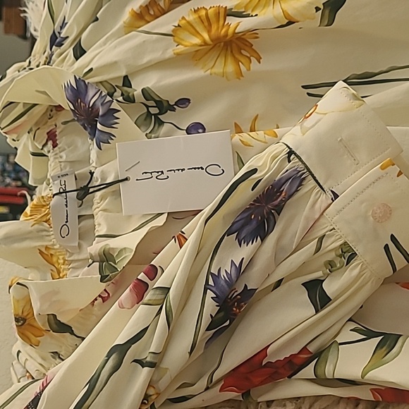 OSCAR DE LA RENTA  Off-Shoulder Floral Stretch-Cotton Blouse - White - Picture 10 of 10